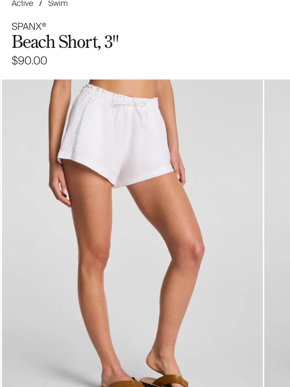 SPANX White Elastic Waist Beach Shorts